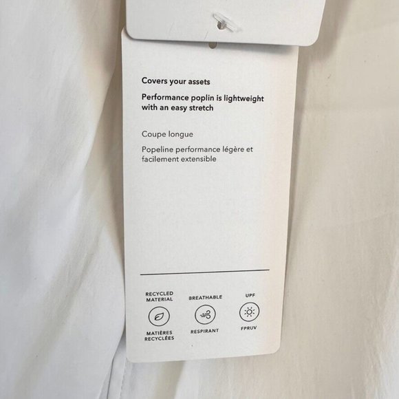 Athleta Womens Oversized Poplin Top Size Medium White Performance Pockets New - Picture 11 of 16